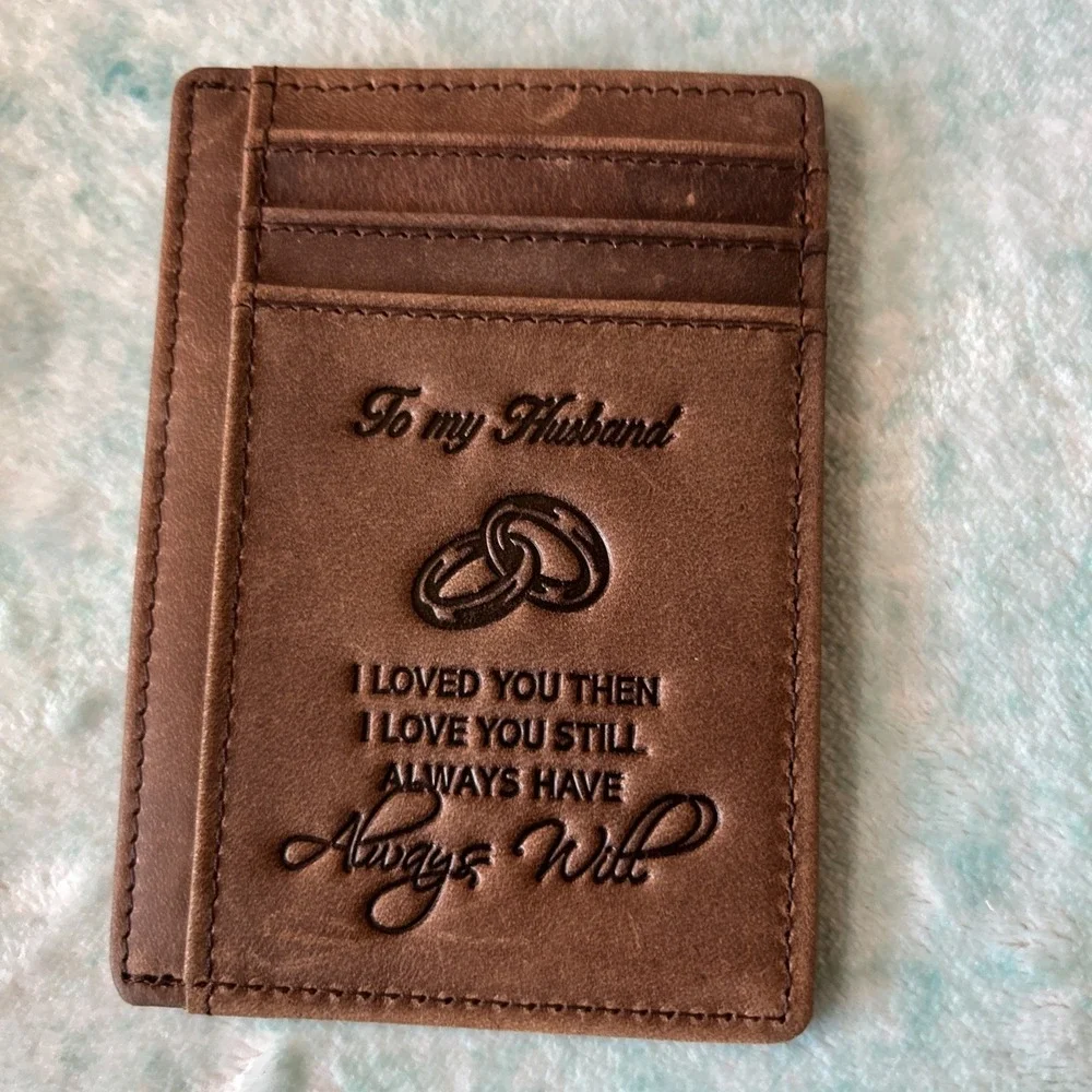 Leather Husband Gift Pocket Wallet Anniversary NapaWalli Wife To Husband New box